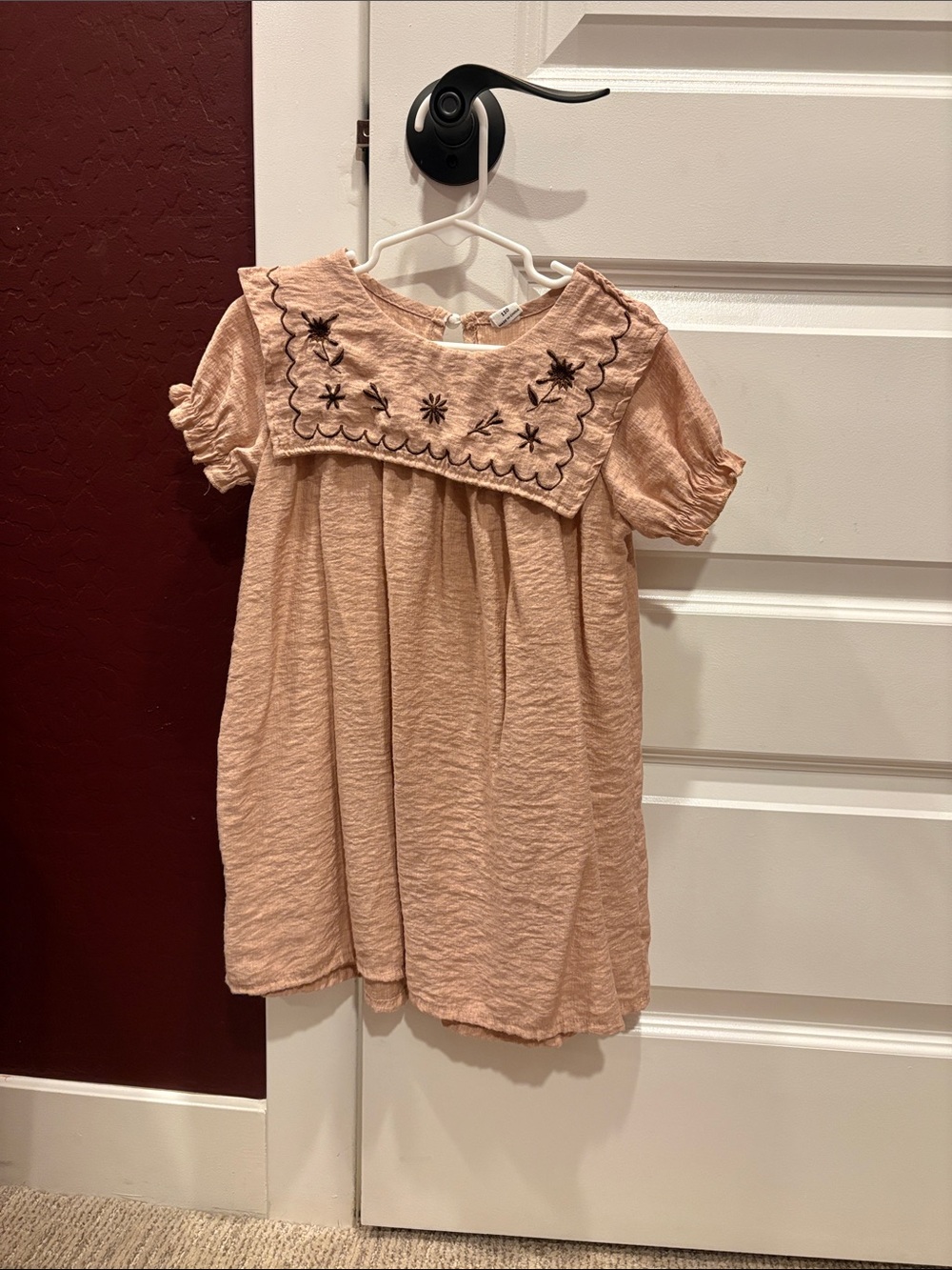 Girls' Tan Embroidered Dress